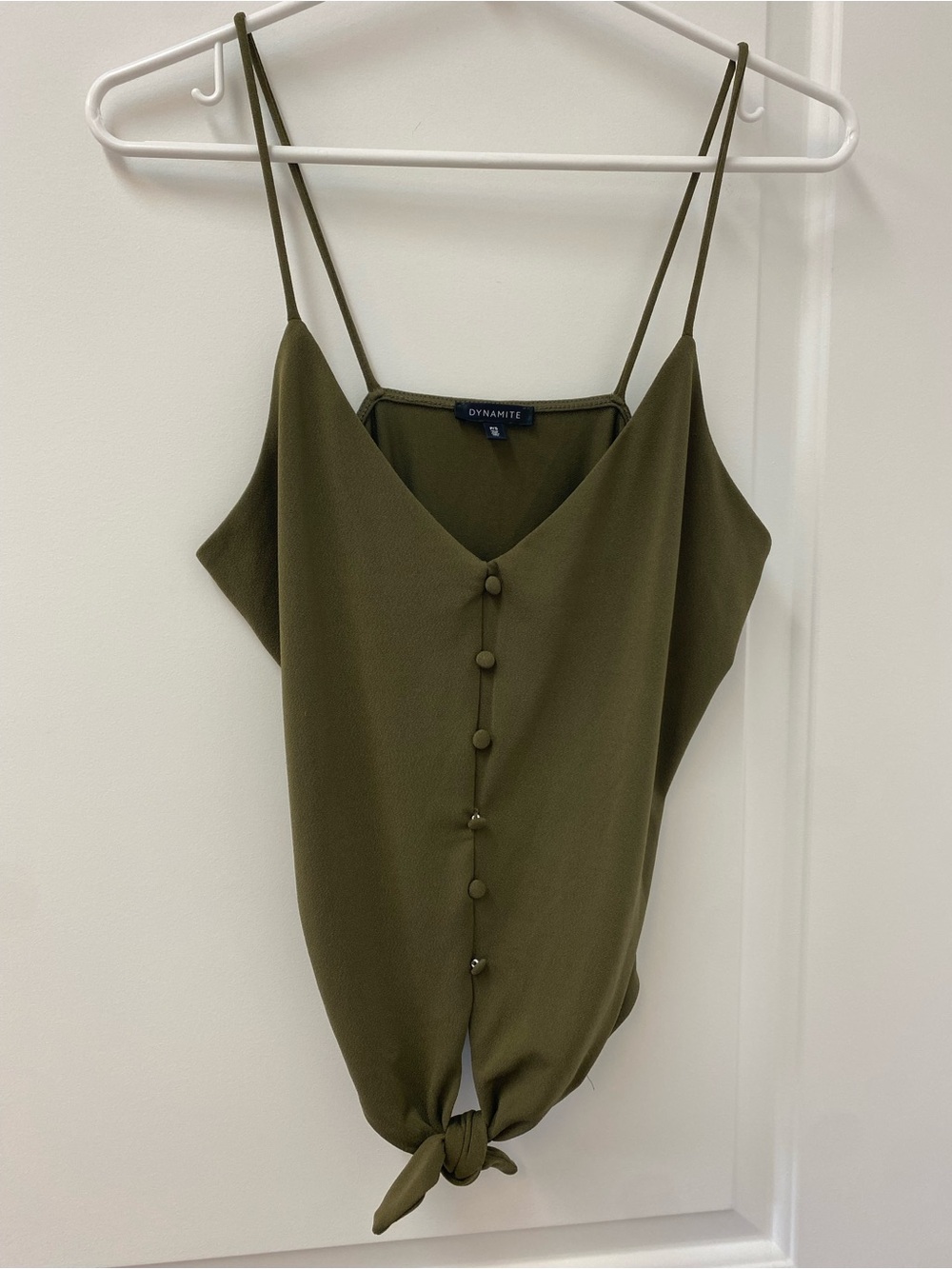 Dynamite Olive Button-Front Tie Cami